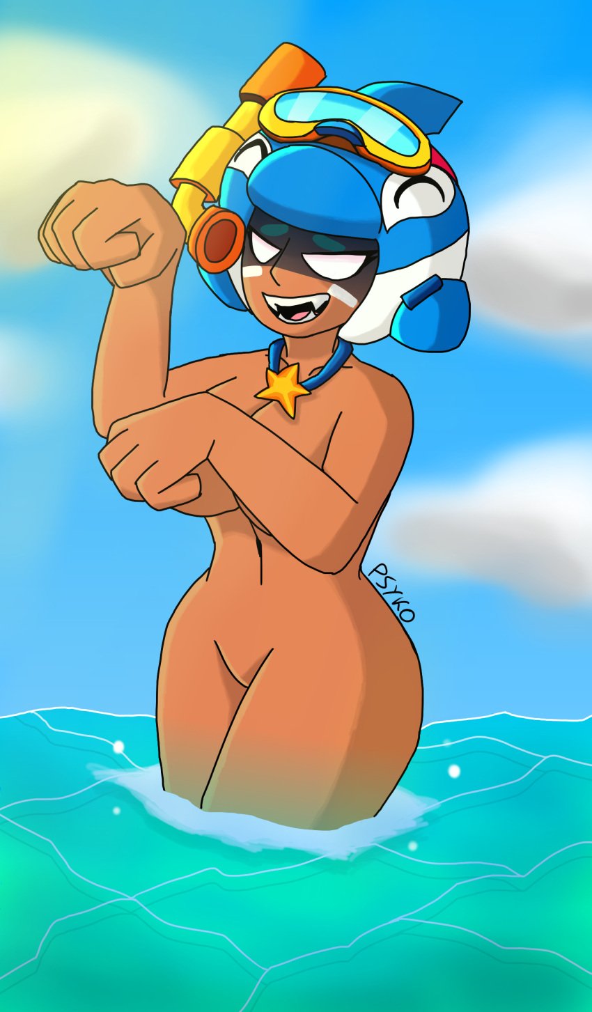 1girls 2024 aged_up alternate_body_type artist_name brawl_stars breasts cloud clouds dark-skinned_female female female_focus female_only in_water large_breasts necklace nita_(brawl_stars) nude nude_female nya-pose nya_pose ocean psyko smile smiling supercell water whale_watch_nita_(brawl_stars) white_eyes wide_hips