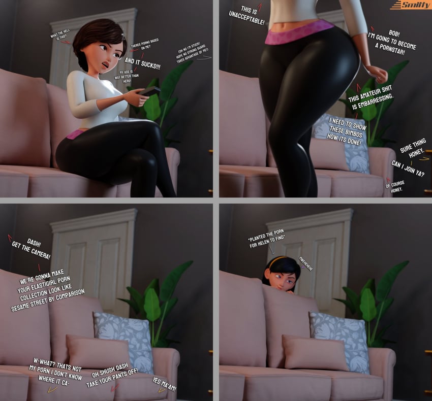 2girls 3d 3d_(artwork) big_ass big_breasts big_thighs brown_eyes brown_hair bust busty chest comic curvaceous curvy curvy_figure dark_hair daughter disney english_text female female_only fully_clothed hazel_eyes helen_parr hero heroine hips hourglass_figure huge_ass huge_thighs humor implied_incest incest large_ass large_thighs leggings light-skinned_female light_skin milf mother multiple_girls pixar pixar_mom slim_waist smitty34 supportive_partner text the_incredibles thick thick_hips thick_legs thick_thighs thighs violet_parr voluptuous voluptuous_female waist wide_ass wide_hips wide_thighs