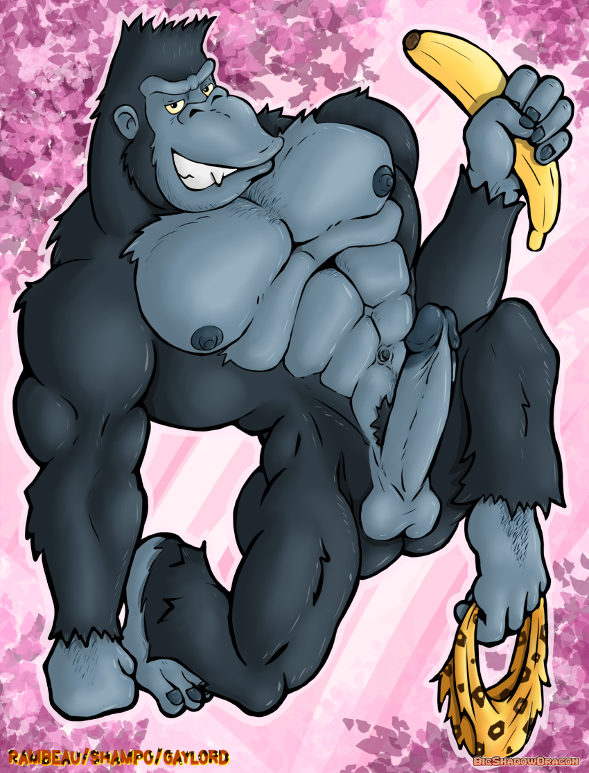 abs anthro ape balls barefoot biceps bigshadowdragon casual_erection casual_nudity erection feet fur genitals gorilla haplorhine hi_res humanoid_genitalia humanoid_hands humanoid_penis looking_at_viewer male mammal manly muscular muscular_anthro muscular_male navel nipples nude pecs penis primate smile solo