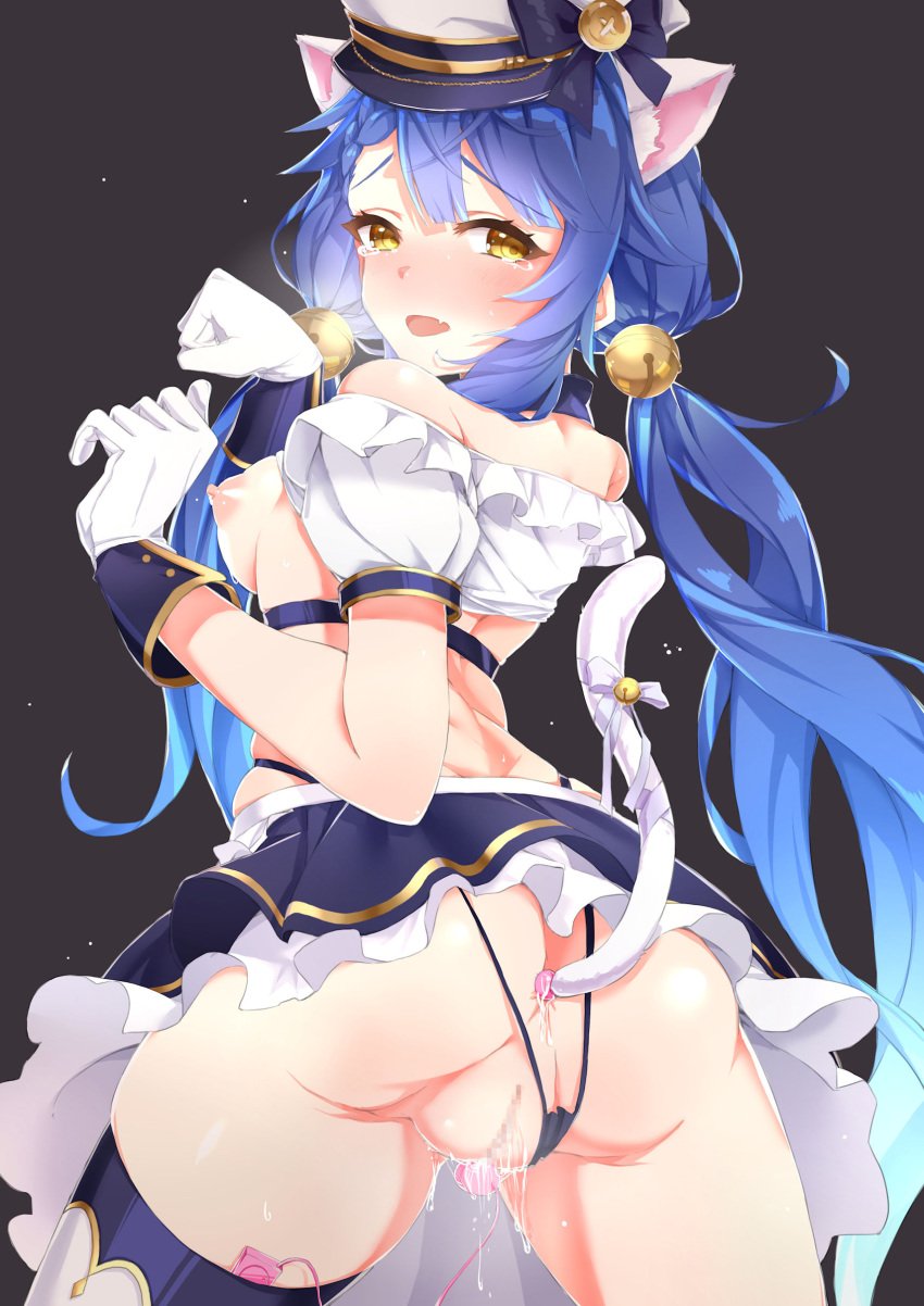 1girls absurdres alternate_costume amamiya_kokoro anal anal_fluid anal_object_insertion animal_ears apron ass bangs bare_shoulders bell black_background black_panties blue_choker blue_hair blue_ribbon blue_skirt blush bow breasts buttplug buttplug_tail cat_ears cat_tail censored choker clitoral_stimulation clothed clothed_female commentary_request crop_top egg_vibrator eyebrows_visible_through_hair fake_tail female female_focus female_only frilled_shirt frilled_skirt frills from_behind full_body gloves gradient_hair hair_bell hair_ornament half-closed_eyes hands_up hat hat_bow highleg highleg_panties highres human jingle_bell jpeg_artifacts legs_apart long_hair looking_back looking_to_the_side medium_breasts midriff miniskirt mosaic_censoring multicolored_hair nijisanji nipples nose_blush object_insertion off_shoulder open_mouth panties panties_aside paw_pose peaked_cap pussy pussy_juice remote_control_vibrator ribbon sex_toy shiny shiny_skin shirt shirt_lift sidelocks simple_background skin_fang skindentation skirt smile solo solo_female solo_focus standing string_panties sweat tail tail_bell tail_ornament tail_ribbon tape tears thighhighs thighs thong thong_above_skirt tied_hair top_lift twintails underwear very_long_hair vibrator vibrator_in_thighhighs virtual_youtuber waist_apron white_apron white_gloves white_headwear white_shirt yellow_eyes youtube youtuber yuukauta