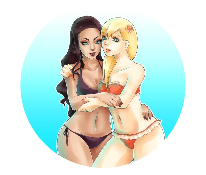 2girls blonde_hair breasts brown_skin danny_phantom dark-skinned_female dark_skin female female_only human nickelodeon paulina_sanchez smp-koibito star_(danny_phantom)