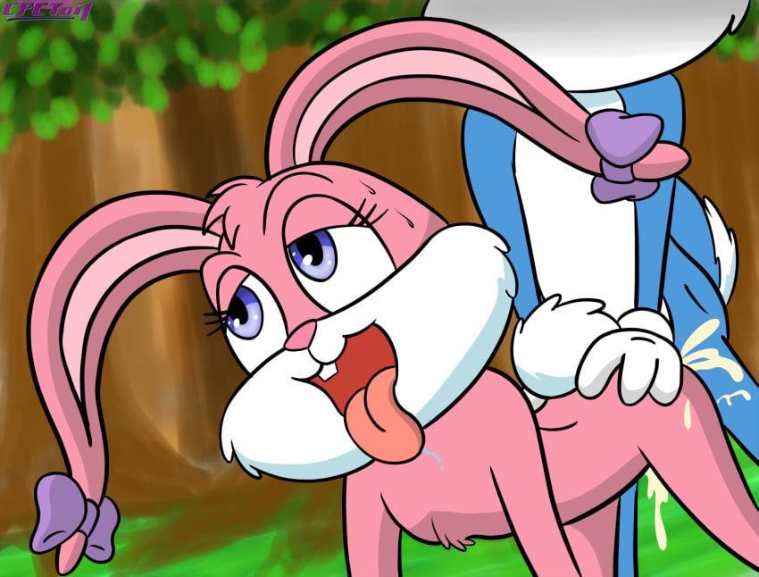 anthro babs_bunny bunny buster_bunny canon_couple cpctail female fur furry male mammal outdoors rabbit straight tagme tiny_toon_adventures uncensored warner_brothers