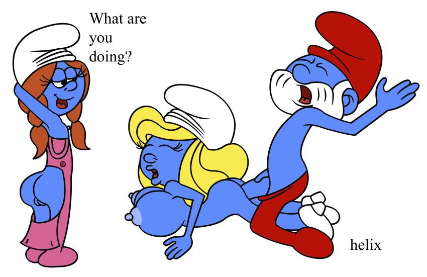 alternate_breast_size helix papa_smurf sassette smurf smurfette the_smurfs