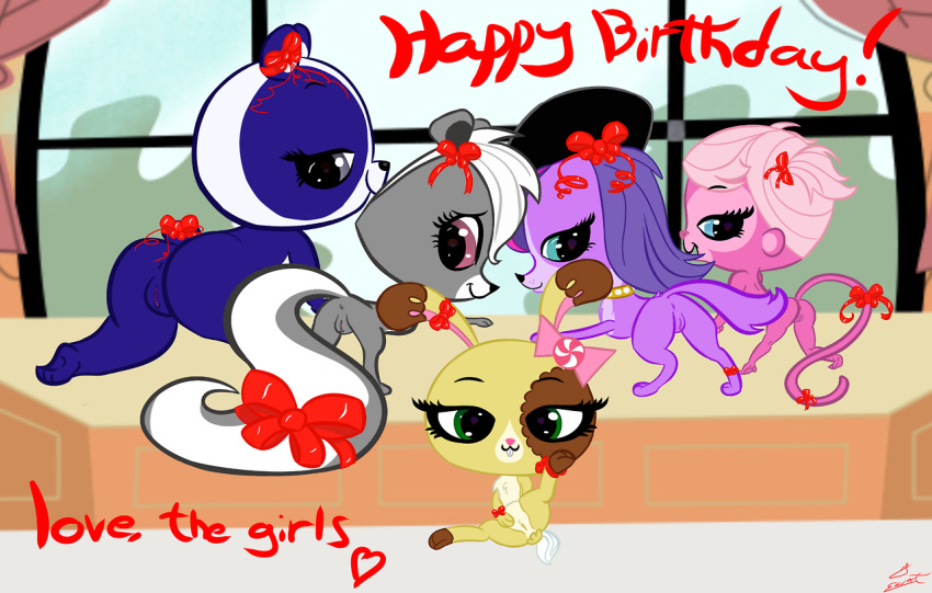 blue_eyes buttercream_sunday canine ebvert female green_eyes littlest_pet_shop minka_mark monkey monkey_girl multiple_females multiple_girls panda penny_ling pepper_clark purple_fur rabbit skunk zoe_trent