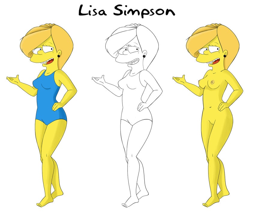 beavis_(artist) breasts character_name clothes color female female_only human lisa_simpson nude solo standing swimsuit tagme the_simpsons uncensored vulva yellow_body