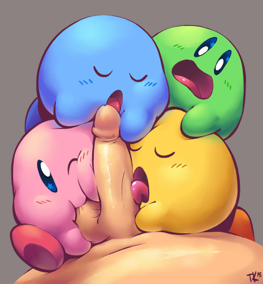 2015 5boys alien balls blush closed_eyes cute erection faceless_male fellatio gangbang group group_sex highres human kirby kirby_(series) larger_male licking male male_pov mammal multiple_boys nintendo nude one_eye_closed open_mouth oral penis penis_lick pov sex signature simple_background sitting size_difference smaller_male testicle_sucking testicles tongue tongue_out torrentialkake uncensored waddling_head wink yaoi