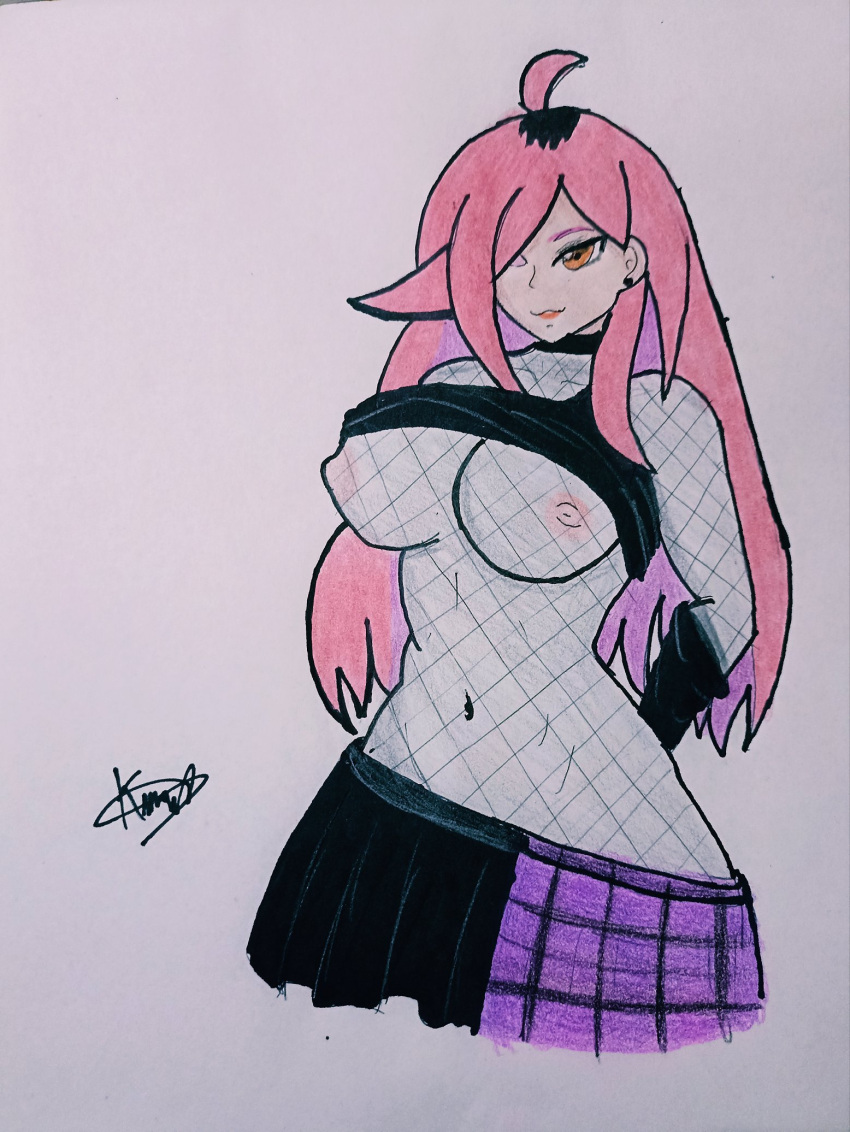 1girls breasts kaizzer latam_virtual_youtuber lifted_shirt long_hair neneefthy nipples nipples_visible_through_clothing pink_hair socks tagme thighs topless traditional_media_(artwork) virtual_youtuber vtuber vtuberfanart yellow_eyes