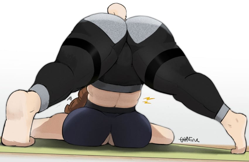 00niine big_ass big_breasts canine clothing elyssa_(00niine) exercise furry sweat tagme workout workout_clothes