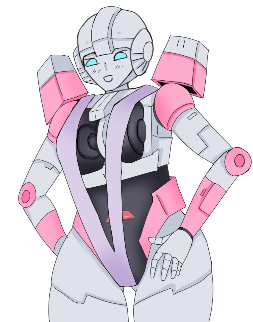 1girls 2d_(artwork) arcee arcee_(g1) bikini female female_only robot robot_girl robot_joints robot_parts robotic_arm sling_bikini slingshot_swimsuit solo solo_female transformers transformers_g1 ultra_artu white_background