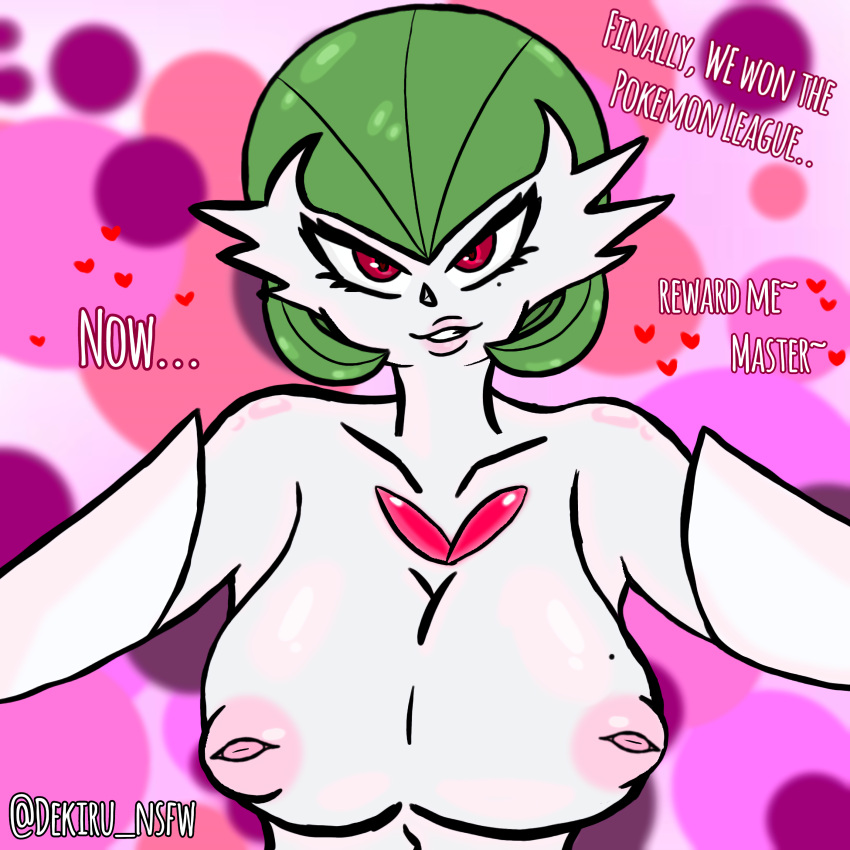 big_breasts breasts dekiru_nsfw gardevoir mega_gardevoir pok&eacute;mon_(species) pokemon pokemon_(species) red_eyes