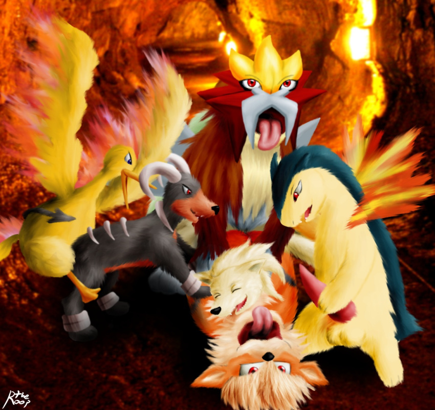 2010 ahe_gao arcanine entei feral furry houndoom moltres ninetales nintendo penis pokemon pokemon_(species) sex straight_hair the_roop typhlosion