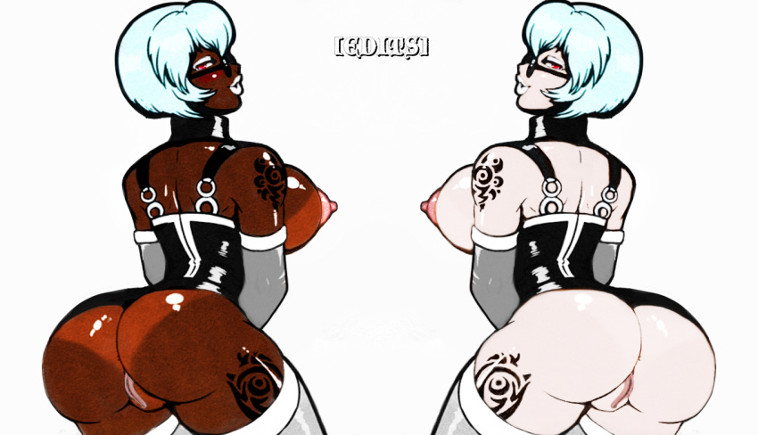 breasts clothing demien female glasses large_breasts neon_genesis_evangelion rei_ayanami stockings tagme