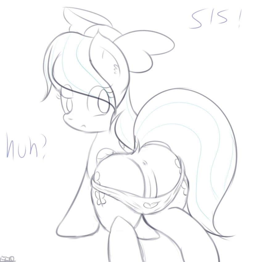 anus back_view bow clothes cutie_mark english_text female female_only feral flitter freefraq friendship_is_magic fur hair looking_back my_little_pony open_eyes pegasus pony pussy raised_tail solo tagme tail text topless