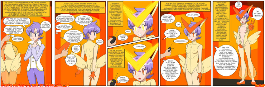 00s 1girls anabel_(pokemon) anabel_(pokemon_rse) breasts comic cosplay dialogue english_text female female_focus frontier_brain human human_only jimryu light-skinned_female light_skin mind_control nintendo pokemon pokemon_(cosplay) pokemon_rse purple_hair short_hair short_purple_hair solo_female tagme text victini_(cosplay)