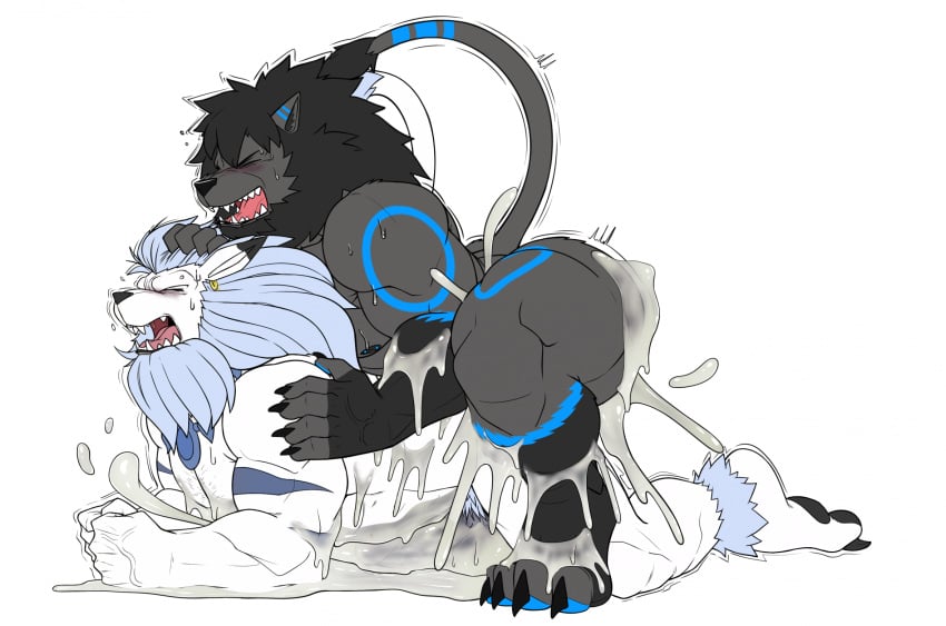 all_fours anal anthro balls bandai_namco biceps black_body black_fur bodily_fluids cum cum_in_ass cum_inside cumsplosion digimon digimon_(species) doggystyle duo erection excessive_cum excessive_genital_fluids felid from_behind_position fur genital_fluids genitals hi_res hyper hyper_cum iceleomon lion male male/male male_penetrated male_penetrating male_penetrating_male mammal muscular muscular_anthro muscular_male nipples nude orgasm pantherine pecs penetration penis sex seyrmo white_body white_fur