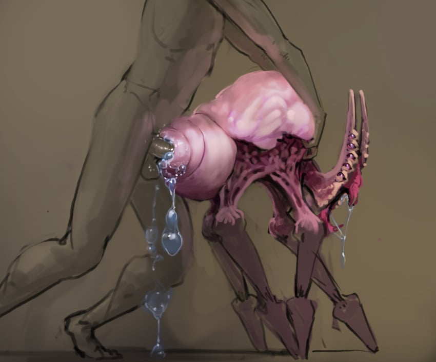 2023 alien ambiguous_gender ambiguous_penetration arthropod arthropod_abdomen balls beak bestiality bodily_fluids digital_media_(artwork) drooling excessive_genital_fluids feral feral_penetrated genital_fluids genitals grabbing_from_behind hi_res holding_another human human_on_feral human_penetrating human_penetrating_feral humanoid_genitalia humanoid_penis insect interspecies light-skinned_male looking_back male male/ambiguous mammal meandraco multi_eye nightmare_waifu open_beak open_mouth penetration penis pink_body saliva saliva_string sex shaded soft_shading standing standing_sex teratophilia what xenophilia zoophilia