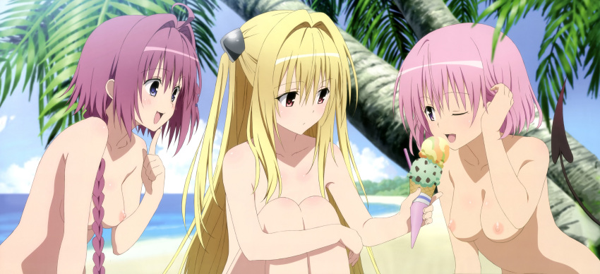 breasts golden_darkness konjiki_no_yami kurosaki_mea momo_velia_deviluke nipples open_mouth tagme to_love-ru