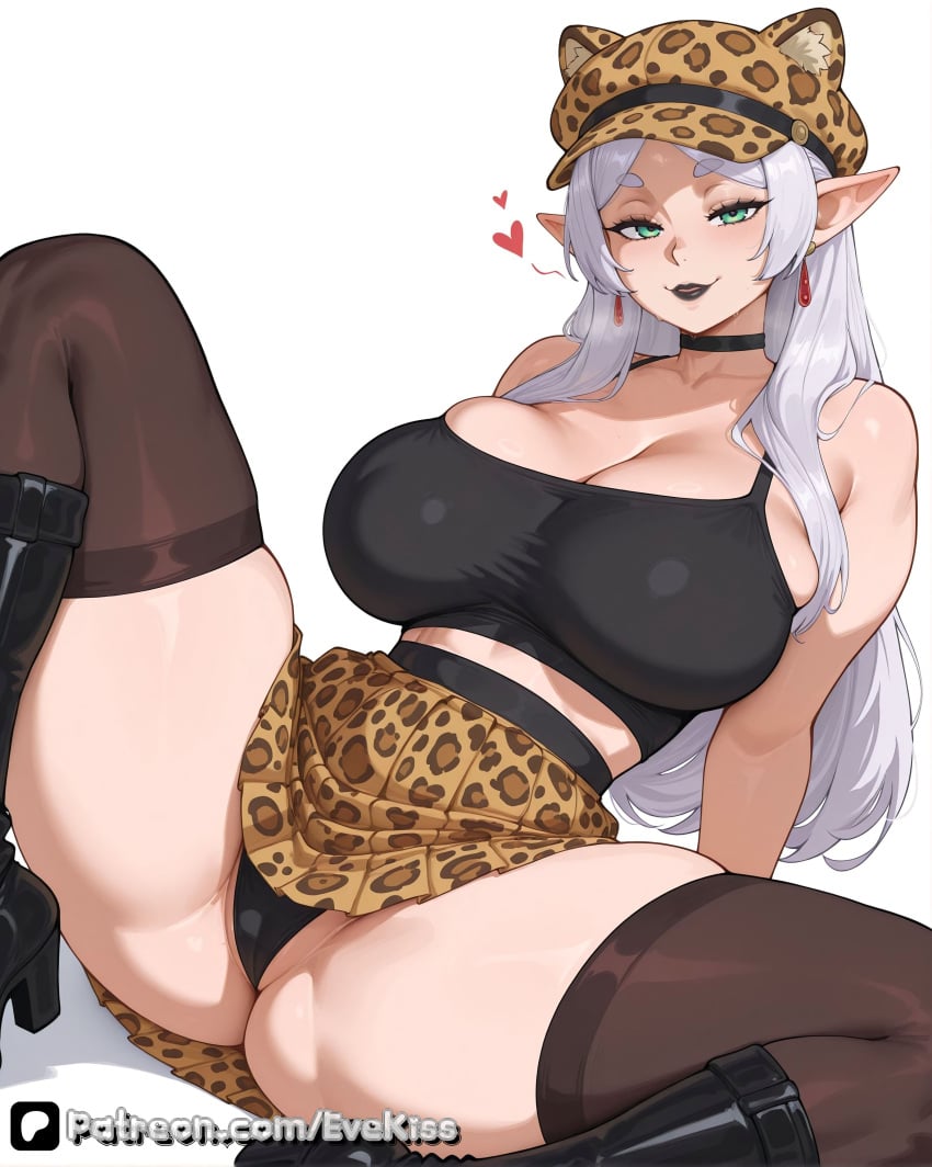 1girl 1girls ai_generated bangs breasts breasts, camel_toe cameltoe cleavage clothed clothed_female curvy curvy_figure elf elf_ears elf_female evekiss female female_focus female_only focus frieren frieren_beyond_journey's_end fringe fully_clothed green_eyes large_breasts light-skinned_female light_skin nipples nipples_covered nipples_visible_through_clothing pussy sfw solo solo_female solo_focus sousou_no_frieren teeth thick_thighs thighs tight_clothes tight_clothing uncensored white_hair wide_hips
