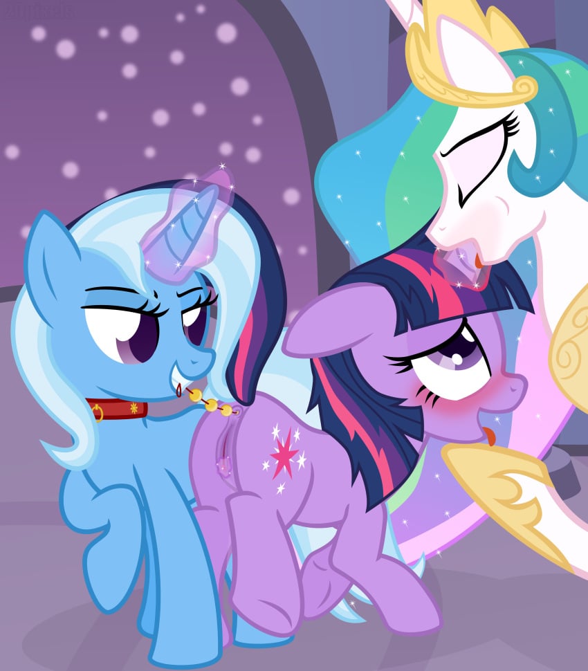 20pixels equid equine feral feral_on_feral friendship_is_magic my_little_pony princess_celestia_(mlp) smooth_skin trixie_(mlp) trixie_lulamoon twilight_sparkle_(mlp)