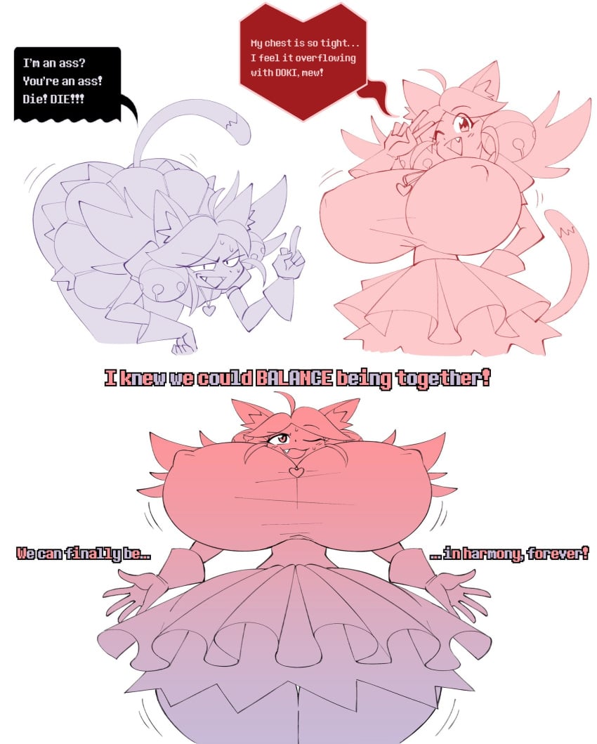 anime_girl ass_bigger_than_head balanced_proportions big_ass big_breasts bottom_heavy breasts_bigger_than_head cat_ears cat_girl cat_tail catgirl deltarune deltarune_chapter_5 fusion fusion_character ghost ghost_girl gigantic_ass gigantic_breasts hourglass_figure hourglass_figured_female huge_ass huge_breasts irritable_ghost_(deltarune) large_ass large_breasts mad_mew_mew massive_ass massive_breasts matsu-sensei mew_mew_(undertale) middle_finger nipple_bulge nipples_visible_through_clothing pink_(deltarune) straining_clothing stretched_clothing sweating thick_thighs thin_waist top_heavy