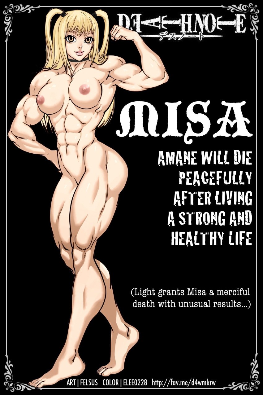 death_note elee0228 extreme_muscles felsus female female_only human misa_amane muscular_female solo