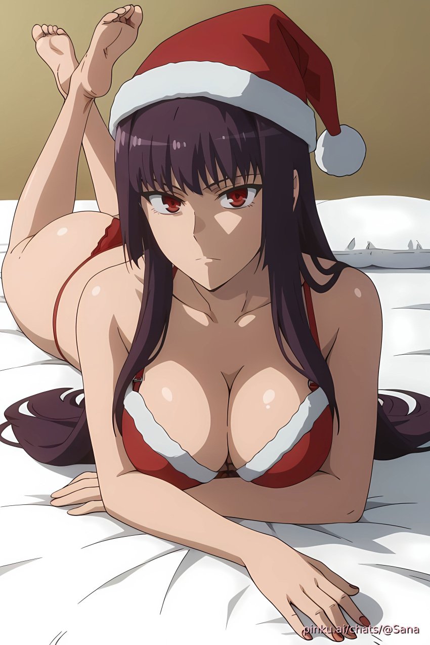 ai_generated ass bikini breasts christmas christmas_hat feet female girl lingerie looking_at_viewer please_don't_bully_me,_nagatoro sana_sunomiya sexy soles toes wallpaper