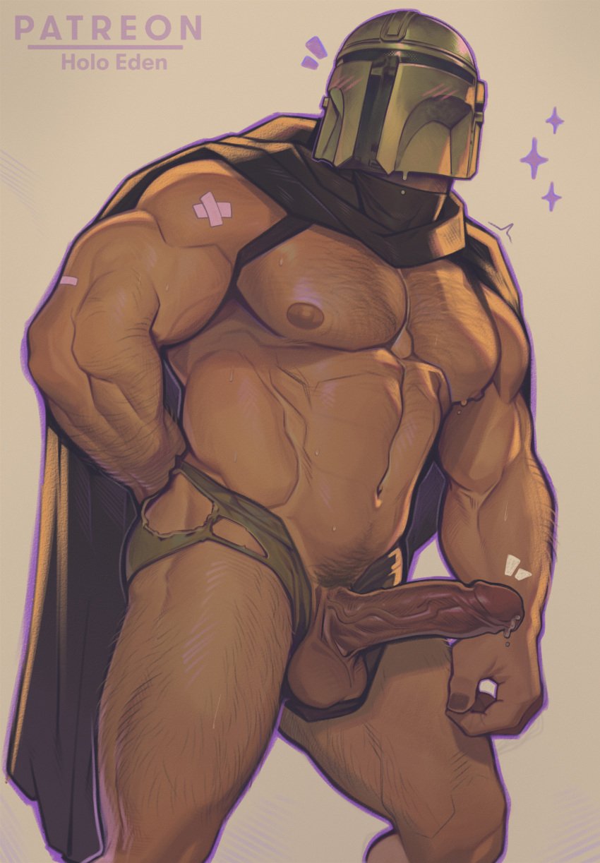 abs balls bara biceps big_balls big_penis daddy din_djarin erection helmet holo_eden male male_nipples male_only mandalorian manly muscular_male nipples nude pecs penis star_wars the_mandalorian