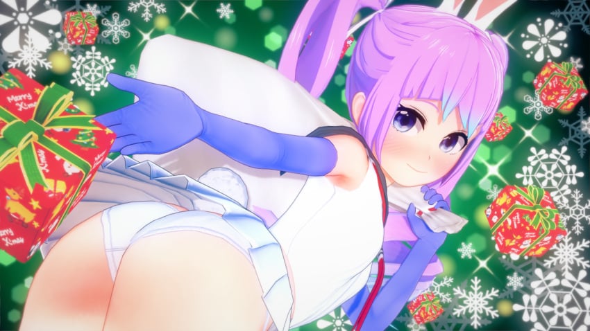 ass big_ass big_butt bunny_ear bunny_girl bunny_tail christmas christmas_present comadre comrade_karin upskirt virtual_youtuber vtuber white_panties