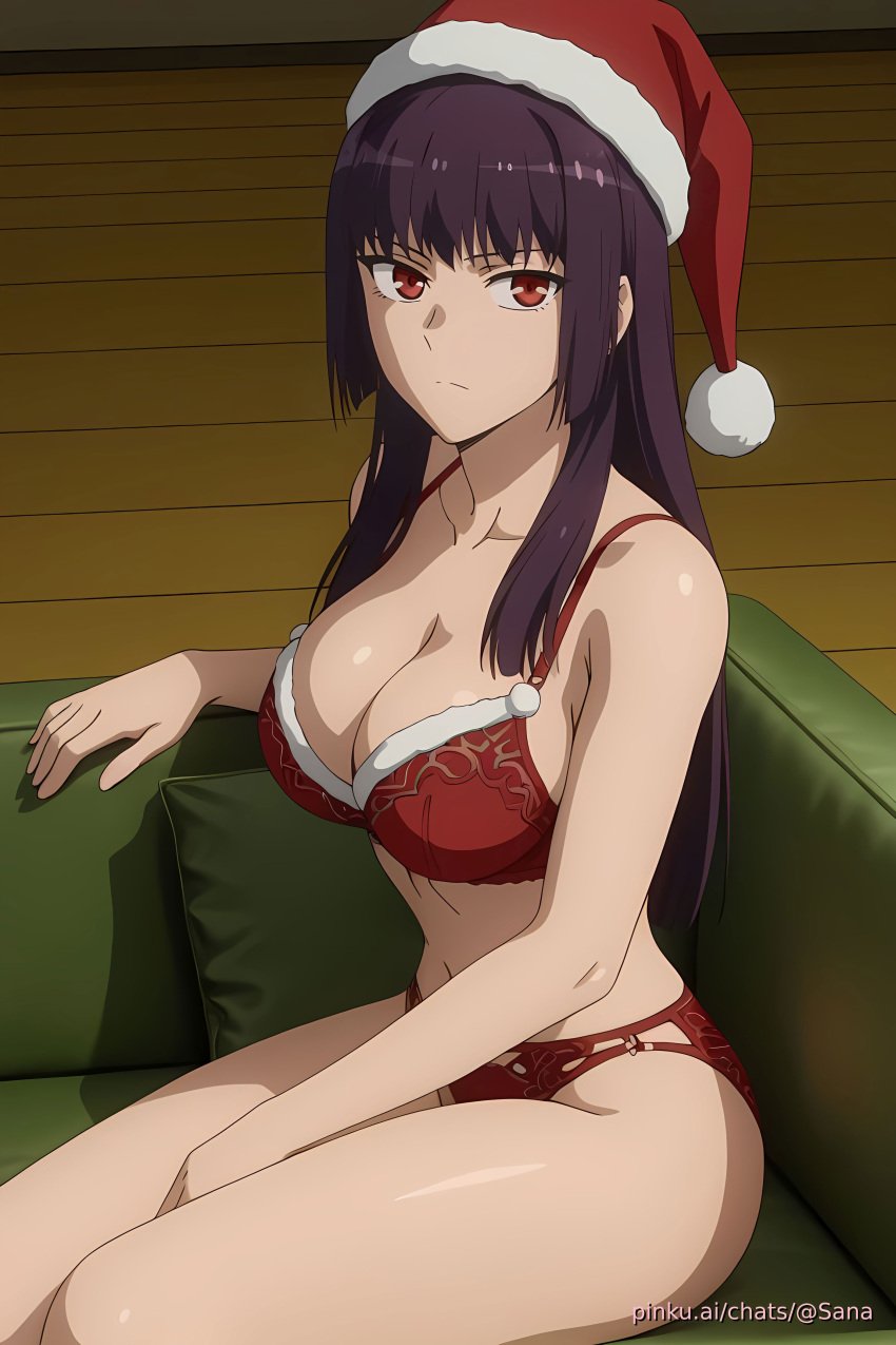 ai_generated bikini breasts christmas christmas_hat female girl lingerie nagatorofan pinku pinku.ai pinkuai sana_sunomiya sexy wallpaper