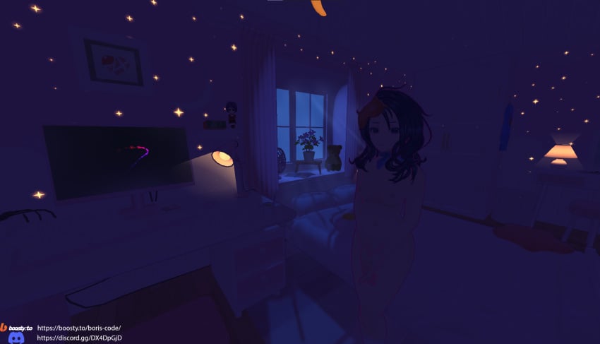 1girls bed bedroom breasts closed_eyes cute cute_girl dark_purple_hair eepy eye_mask female female_focus female_only female_solo game_cg game_mod girl indigo_hair light-skinned_female light_skin messy_hair miside mita_(miside) mod naked naked_female night nipples nude sleepy sleepy_mita_(miside) solo_female standing tagme