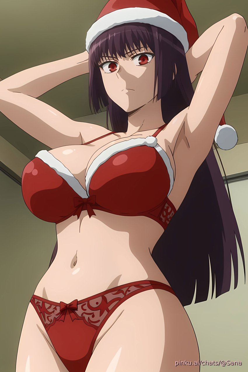 ai_generated bikini breasts christmas christmas_hat female girl lingerie looking_at_viewer navel please_don't_bully_me,_nagatoro sana_sunomiya sexy wallpaper