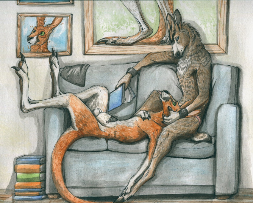 ambiguous_gender anthro balls eye_contact group jayne_doe kangaroo lizet male male_with_pouch mammal marsupial nate nude rat rodent sleeping slice_of_life sofa tess_(disambiguation) unusual_anatomy