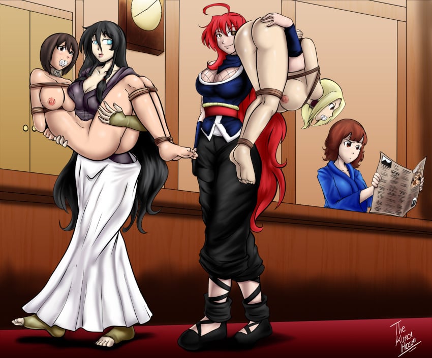 arms_behind_back arms_tied_behind_back ass black_hair blonde_hair bondage bound bound_ankles bound_arms bound_legs breasts bridal_carry brown_hair carrying cleavage clothed_female clothed_female_nude_female dakuroihoshi female female_only femdom femsub gag gagged human kuroihoshi multiple_doms multiple_females multiple_girls multiple_subs naked naruto nipples nude nude_female red_hair rope rope_bondage shizune shoulder_carry tagme tied_up tsunade very_long_hair yuri