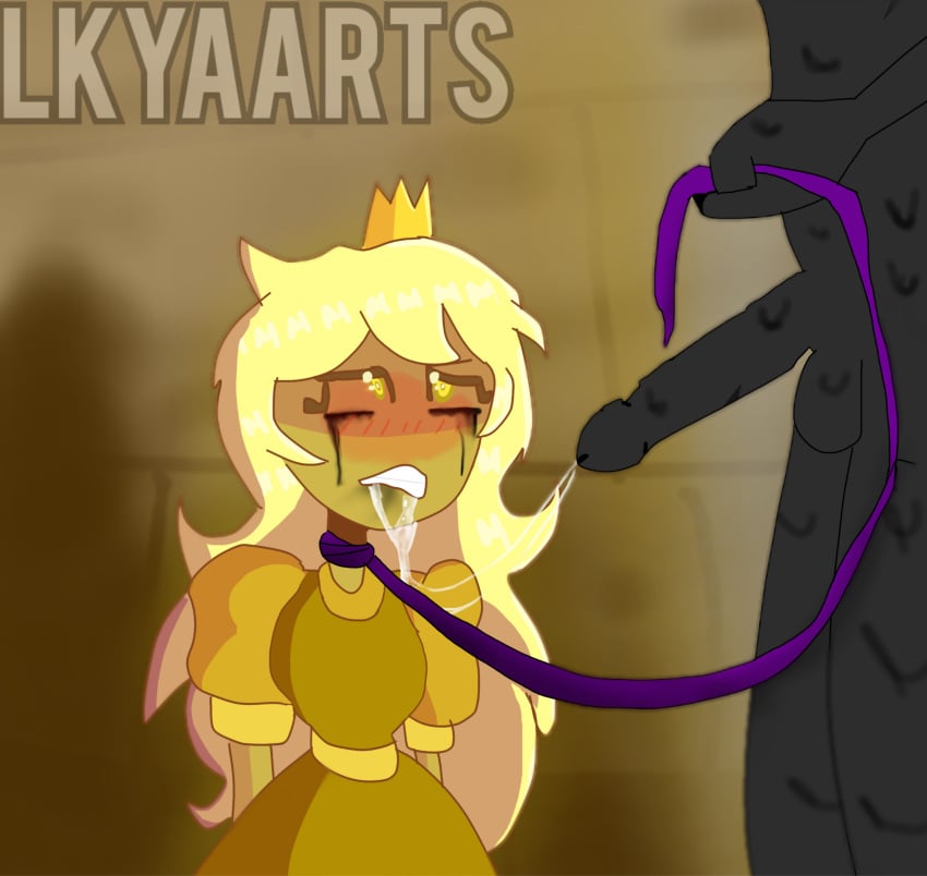 1boy blush blush_lines cum_in_mouth cum_on_penis dominant_male female five_nights_at_freddy's fnaf princess_quest_(fnaf) rape ruined_makeup straight submissive_female