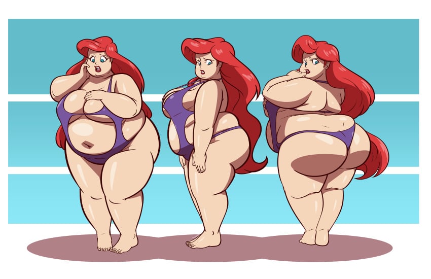 ariel ariel_(the_little_mermaid) ass axel-rosered bbw disney disney_princess fat fat_ass fat_butt monokini morbidly_obese obese obese_female one-piece_swimsuit swimsuit swimwear the_little_mermaid