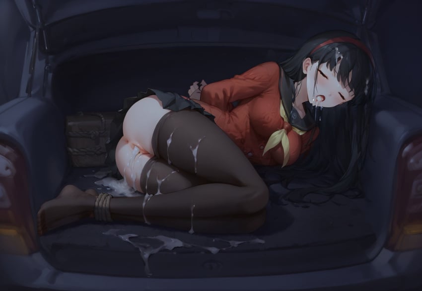 1girls after_creampie after_oral after_rape after_sex after_vaginal ai_generated amagi_yukiko anus bent_legs black_hair black_hair_female black_skirt black_stockings bound bound_ankles bound_arms car car_trunk closed_eyes clothed clothed_female cum cum_drip cum_dripping_from_mouth cum_dripping_out_of_pussy cum_in_mouth cum_in_pussy cum_on_clothes cum_on_face cum_on_hair cum_on_pantyhose cum_on_stockings cum_pool excessive_cum exposed_anus exposed_ass exposed_pussy feet female hairless_pussy hands_behind_back hands_tied in_car kidnapped kidnapping lying_on_side medium_breasts on_side open_mouth persona persona_4 persona_4_the_golden pussy rape raped red_hairband red_shirt schoolgirl schoolgirl_uniform skirt skirt_up solo stockings trunk unconscious upskirt vehicle