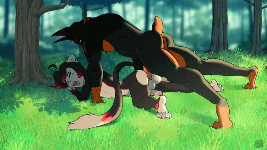 2024 2d_animation anal anal_sex animated anthro anthro_on_anthro arm_support ass balls barefoot black_body black_fur canid canine canis character_request countershade_feet countershading day dipstick_tail dobermann domestic_dog duo feet foreskin forest from_behind_position fur furlasziv genitals hair haplorhine highlights_(coloring) humanoid_genitalia humanoid_penis klaus_doberman_(character) loop lying lying_on_ground male male/male male_penetrated male_penetrating male_penetrating_anthro male_penetrating_male mammal markings monkey nature nude on_front open_mouth outside outside_sex penetration penis penis_backwards pinned pinscher plant primate red_highlights scut_tail sex short_hair short_playtime short_tail tail tail_markings tree