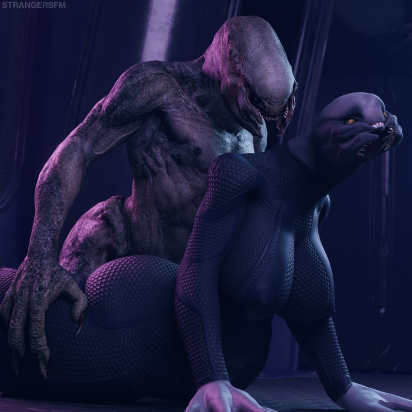 3d_(artwork) absurd_res alien ass big_breasts big_butt bodysuit breasts claws clothed clothed/nude clothing digital_media_(artwork) duo female from_behind_position halo_(series) hi_res huge_breasts huge_butt huge_hips huge_thighs lying male male/female mandibles microsoft nipple_outline nude on_front prone_bone sangheili sex sharp_teeth skinsuit strangersfm teeth thick_thighs tight_clothing wide_hips xbox_game_studios