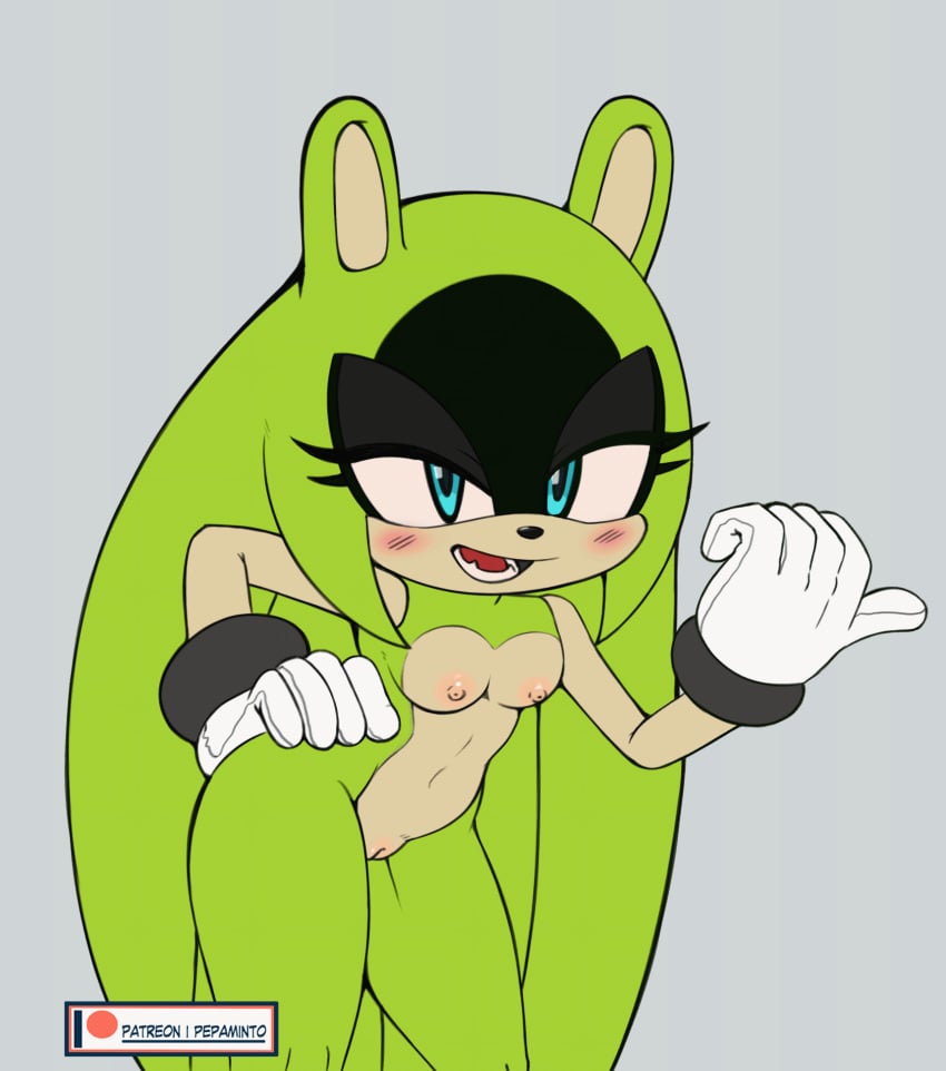 1girls animated areolae bedroom_eyes big_ass big_butt blue_eyes bracelet breasts bubble_ass bubble_butt completely_nude completely_nude_female gif green_fur inviting inviting_to_sex looking_at_viewer loose_hair lower_teeth navel nude nude_female open_mouth pepamintop sonic_(series) sonic_the_hedgehog_(idw) sonic_the_hedgehog_(series) standing surge_the_tenrec thick_ass thick_legs thick_thighs tied_hair tongue tongue_out two_tone_fur untied_hair wide_ass wide_hips wide_thighs