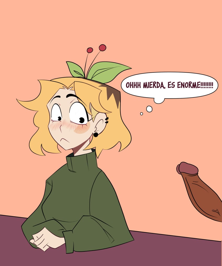 big_penis blonde_hair blush cherri_(cherrisaurio) chibi comic comic_page cute dark_skin hispanic_youtuber short_hair spanish spanish_dialogue spanish_text youtube_hispanic youtuber