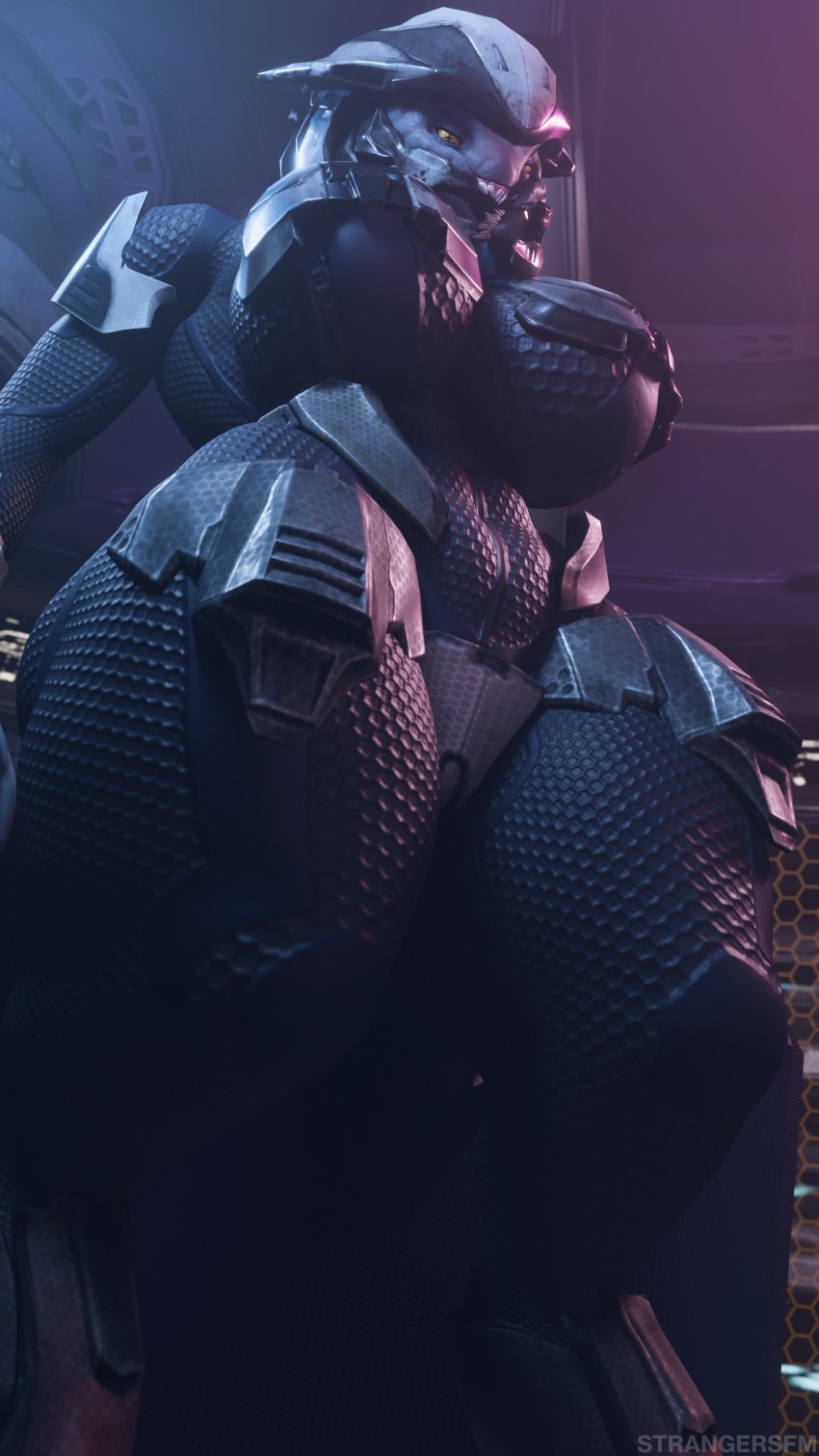 3d_(artwork) absurd_res alien armor ass big_breasts big_butt bodysuit breasts clothed clothing digital_media_(artwork) female female_sangheili halo_(series) headgear helmet hi_res huge_breasts huge_butt huge_hips huge_thighs low-angle_view mandibles microsoft sangheili sharp_teeth skimpy skinsuit solo strangersfm teeth thick_thighs tight_clothing unconvincing_armor wide_hips xbox_game_studios