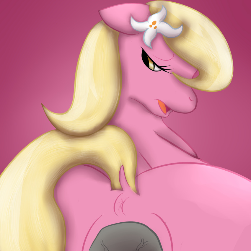 anus blonde_hair flower friendship_is_magic fur hair lildarkvixen lily_valley_(mlp) my_little_pony open_mouth pink_fur vaginal_penetration yellow_eyes