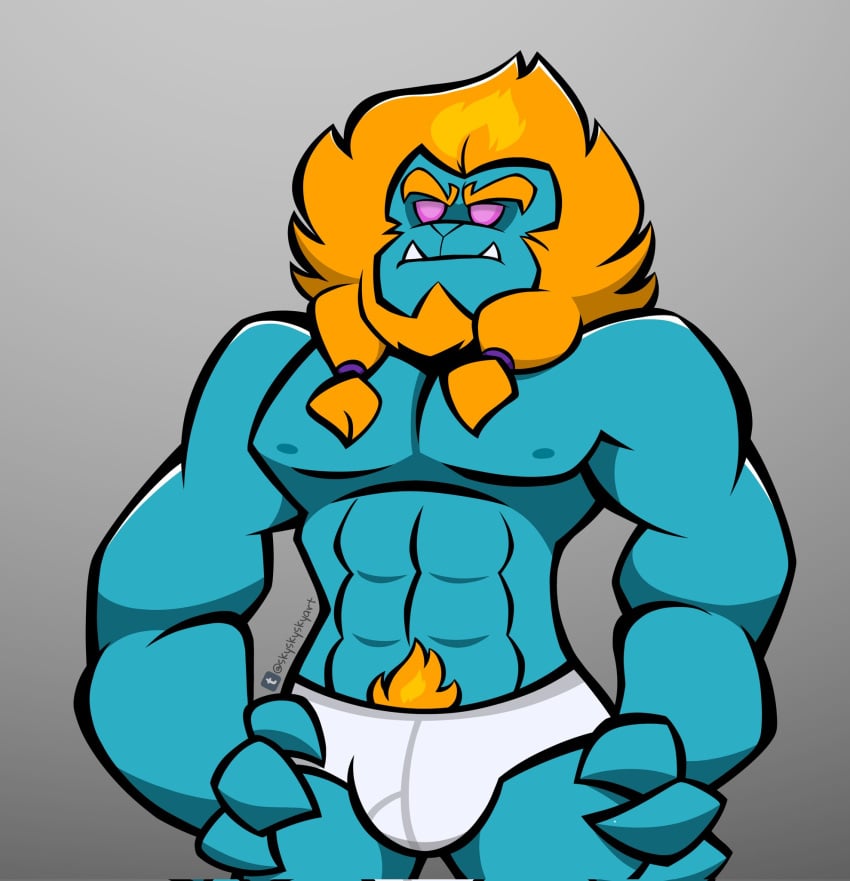 anthro azure_lion balls bulge flaccid furry lego lego_monkie_kid lion male male_only mythology penis qtgby solo solo_male underwear underwear_only