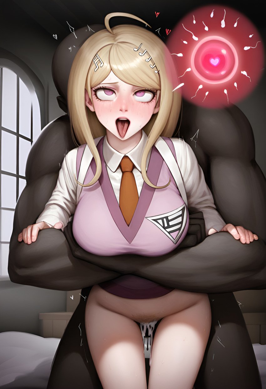 ahe_gao ai_generated akamatsu_kaede danganronpa danganronpa_v3 dark-skinned_male heart_ovum light-skinned_female sex_from_behind sperm_meets_ovum