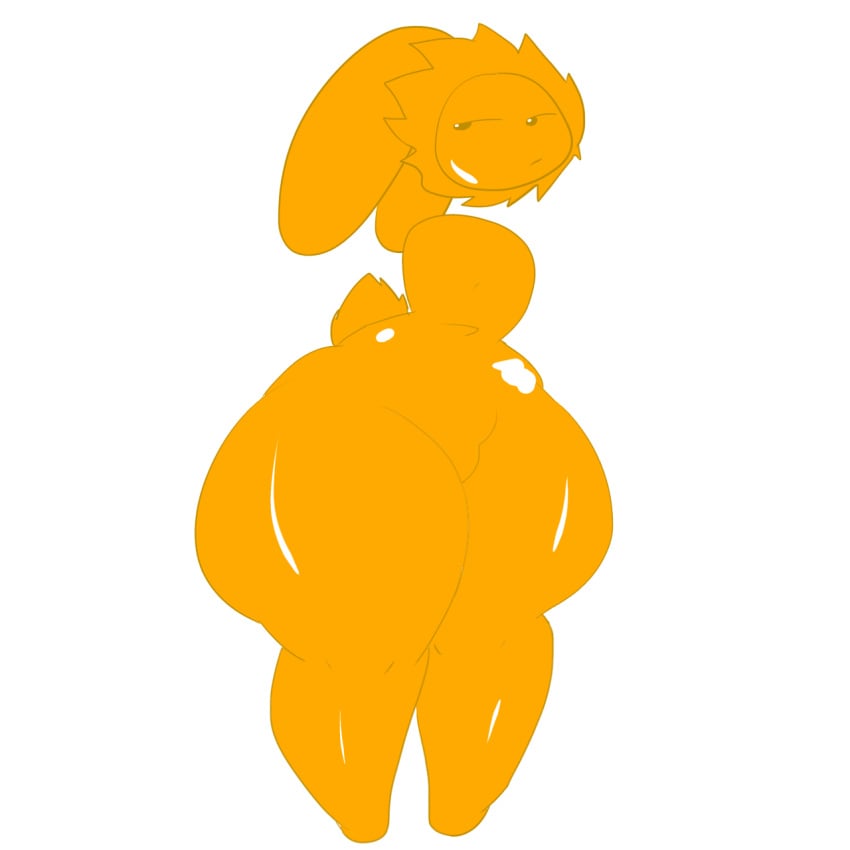 annoyed annoyed_expression annoyed_face bunny_ears huge_thighs no_hands transparent_background unknown_artist unknown_character yellow_body