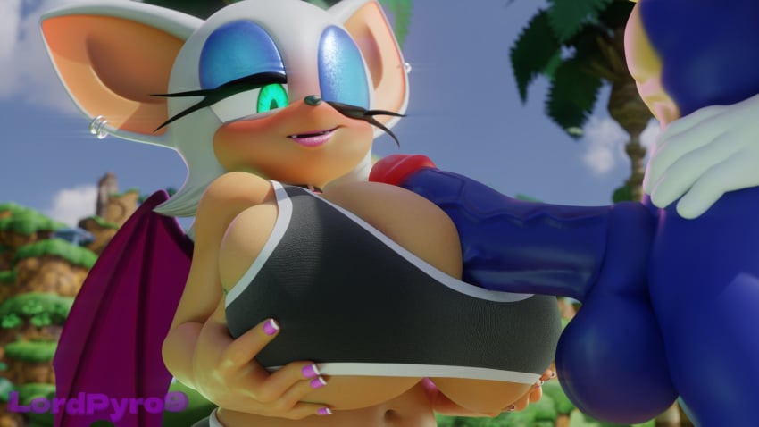 3d 3d_(artwork) balls bat erection female hedgehog huge_breasts lordpyro9 male penis rouge_the_bat sonic_(series) sonic_the_hedgehog