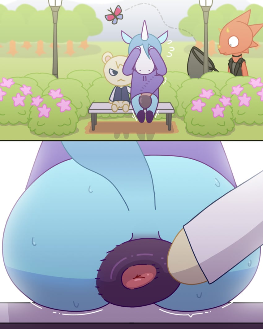 2024 animal_crossing animal_genitalia animal_penis anthro anus arthropod balls being_watched bench big_penis blue_body blue_fur bottomless bulge butterfly chameleon close-up clothed clothing colored day digital_media_(artwork) duo embarrassed equid equine equine_anus equine_genitalia equine_penis erection erection_under_clothing flick_(animal_crossing) front_view fur furry gaping gaping_anus genitals hand_on_anus hand_on_butt hi_res horn huge_cock insects julian_(animal_crossing) lepidopteran lizard looking_at_another male male/male mammal marshal_(animal_crossing) multiple_angles mythological_creature mythological_equine mythology nintendo park park_bench partially_clothed penis public puffy_anus rear_view red_body red_skin reptile rodent scalie sciurid tagme tree_squirrel unicorn wtperv yellow_body yellow_fur