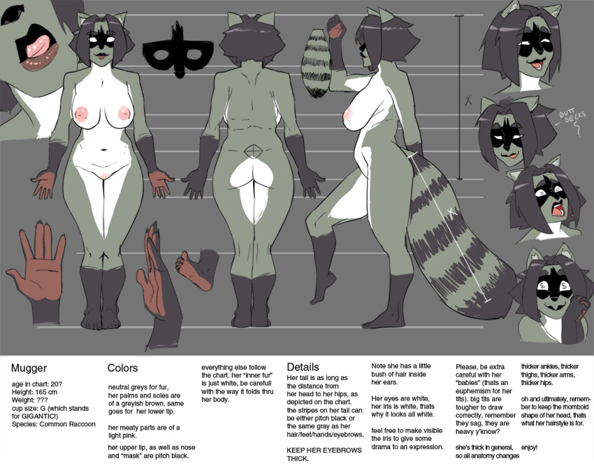 1girls areolae ass back breasts character_sheet from_behind fur furry furry_only grey_fur inverted_nipples kenno_arkkan kennoarkkan large_breasts leg_up mask mugger my_life_with_fel! nipples nude pussy raccoon soles solo tail text toes webcomic wide_hips