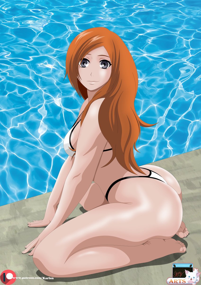 ass big_ass big_breasts bikini bleach breasts commission feet inoue_orihime inoue_orihime karlen_vardanyan legs sooles swimsuit thong thong_bikini thong_panties toes