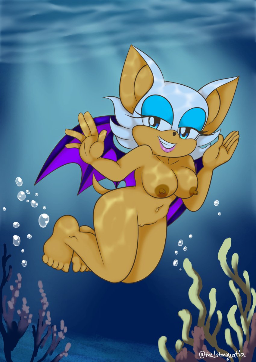 1girls 2d anthro barefoot bat big_breasts breasts feet female freediving furry humanoid_feet mobian mobian_(species) mobian_bat naked navel nipples nude ocean pussy rouge_the_bat sea sega skinny_dipping soles solo sonic_(series) sonic_adventure_2 sonic_the_hedgehog_(series) swimming the1stmoyatia toes underwater water